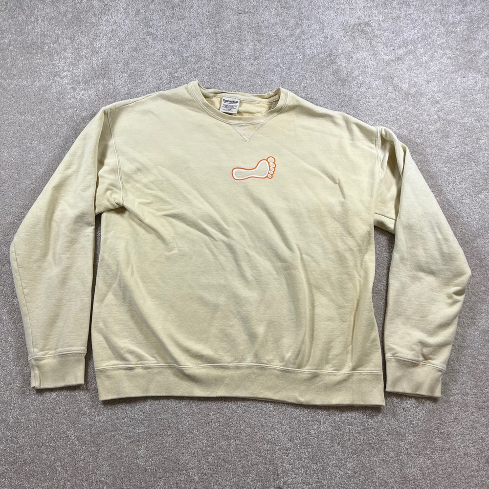 ComfortWash Sweatshirt Mens Large Yellow Barefoot Parks Marina Okoboji IA Top